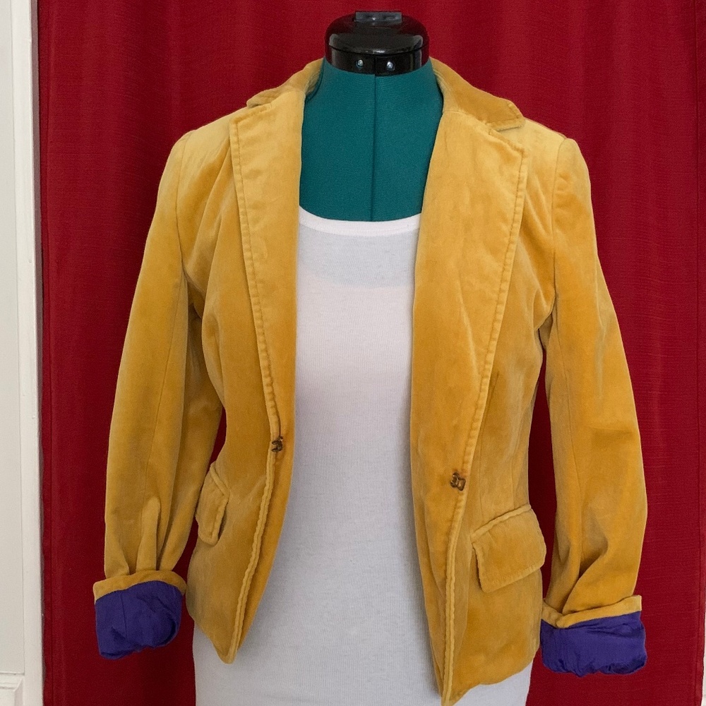 J. Crew Mustard Yellow Velvet Blazer